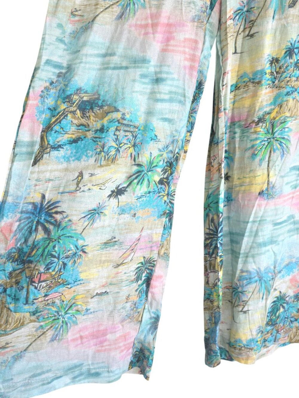 NWT C & C California wide-leg tropical print beach pants summer light weight - Picture 8 of 13